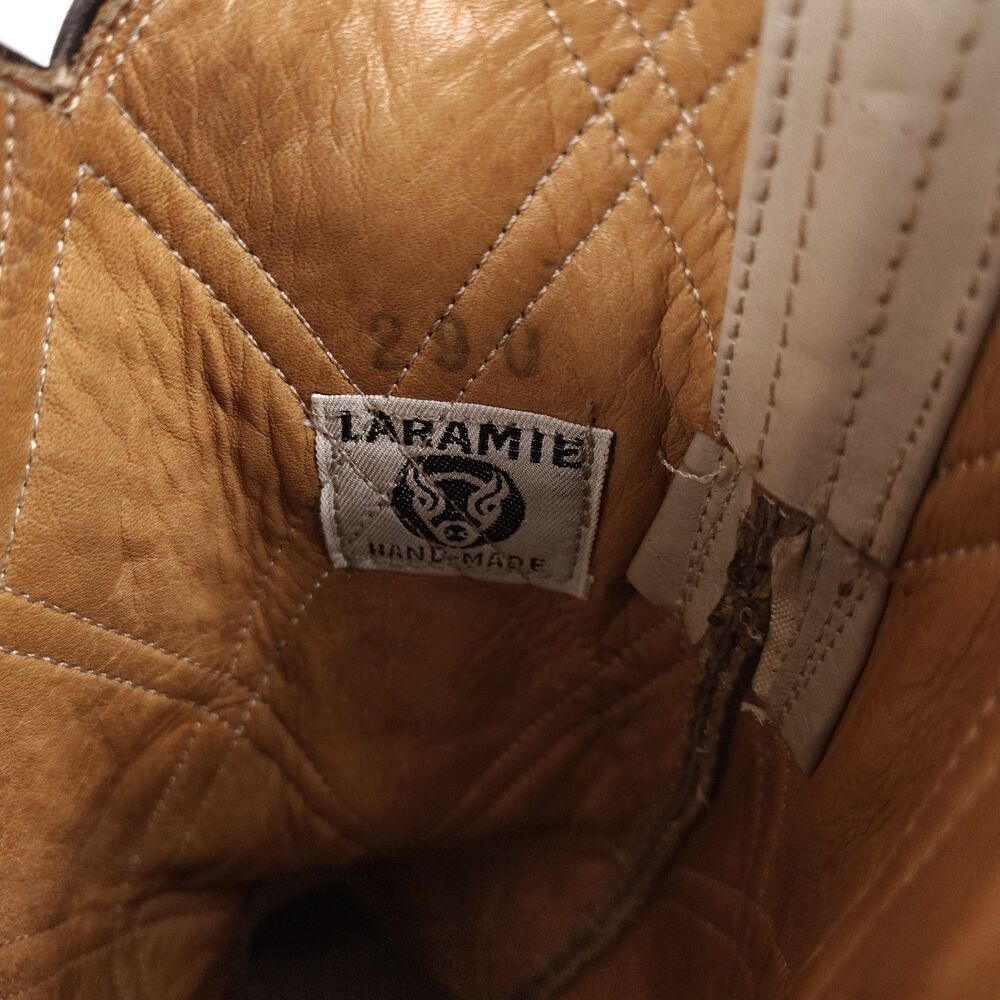 Vtg Laramie Leather Western Cowboy Boot Handmade Patchwork Lizard Brown Sz 6 D - Picture 9 of 11
